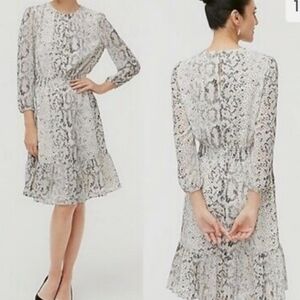 J. Crew White Long Sleeve Snake Print Dress. NWOT Size Small